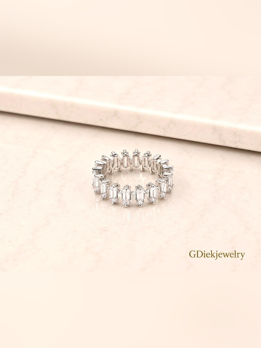Silver White Crystal Eternity Band size 5